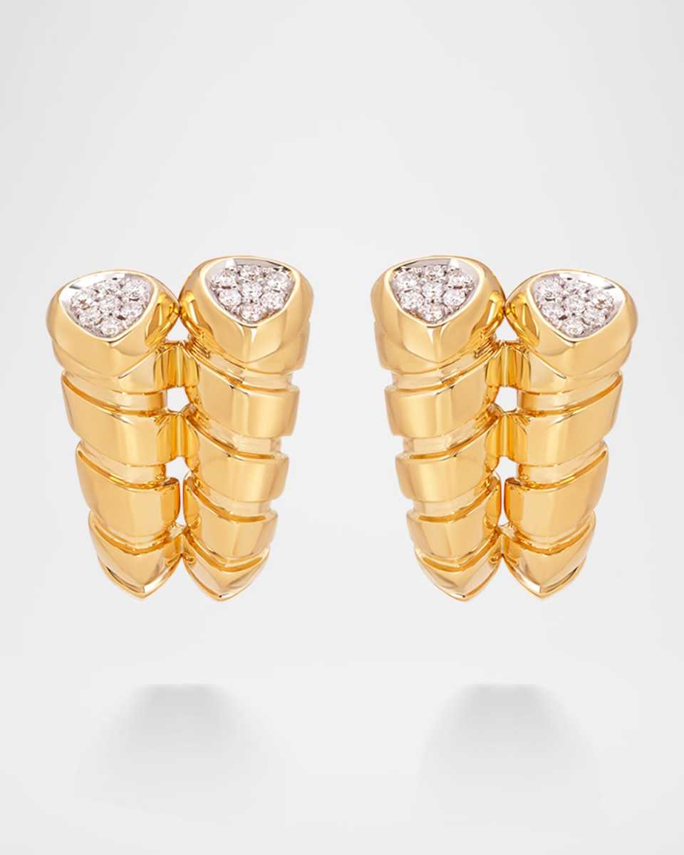 18K Yellow Gold Trisolina Diamond Cuff Earrings